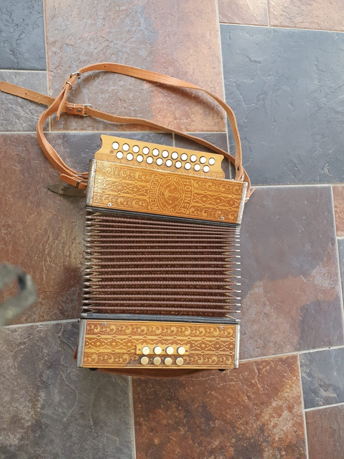 Hohner CF Hout 2-rij trekzak - Gebruikt, Gebruikt, Met riemen, Overige formaten, Ophalen of Verzenden