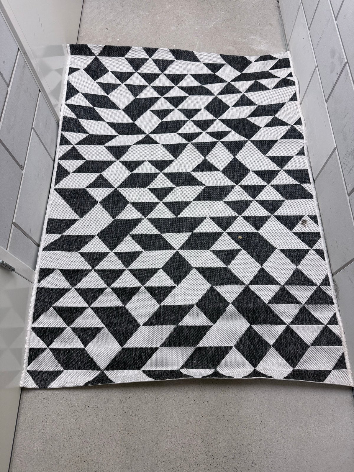 Benuta Cleo Binnen & Buiten Tapijt Zwart Wit 80x150cm, Ophalen, Gebruikt, 100 tot 150 cm, Wit