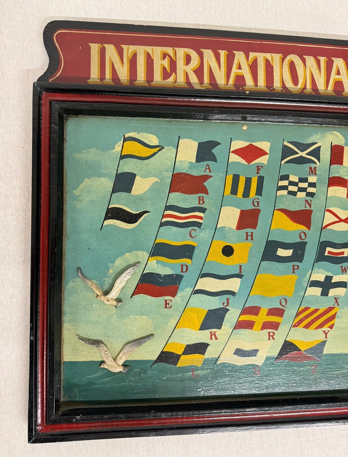 Hand-Painted International Code of Flag Vlag Signals - 1890, Antiek en Kunst, Ophalen of Verzenden