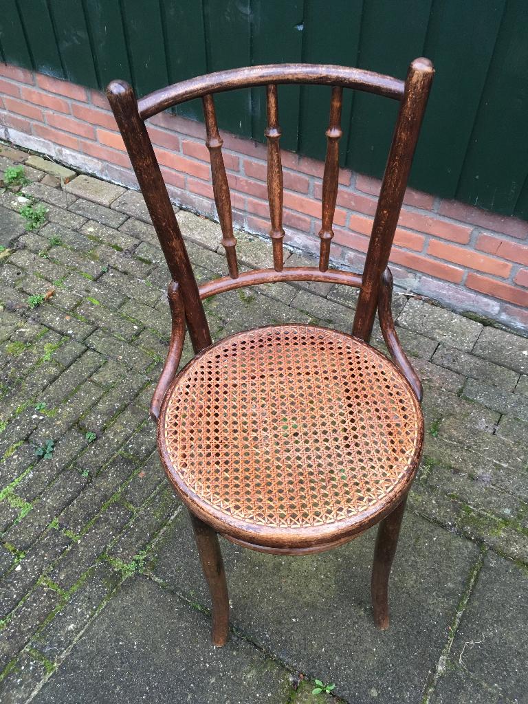 hout thonet kruk barkruk + thonet stoel rotan, Antiek en Kunst, Ophalen