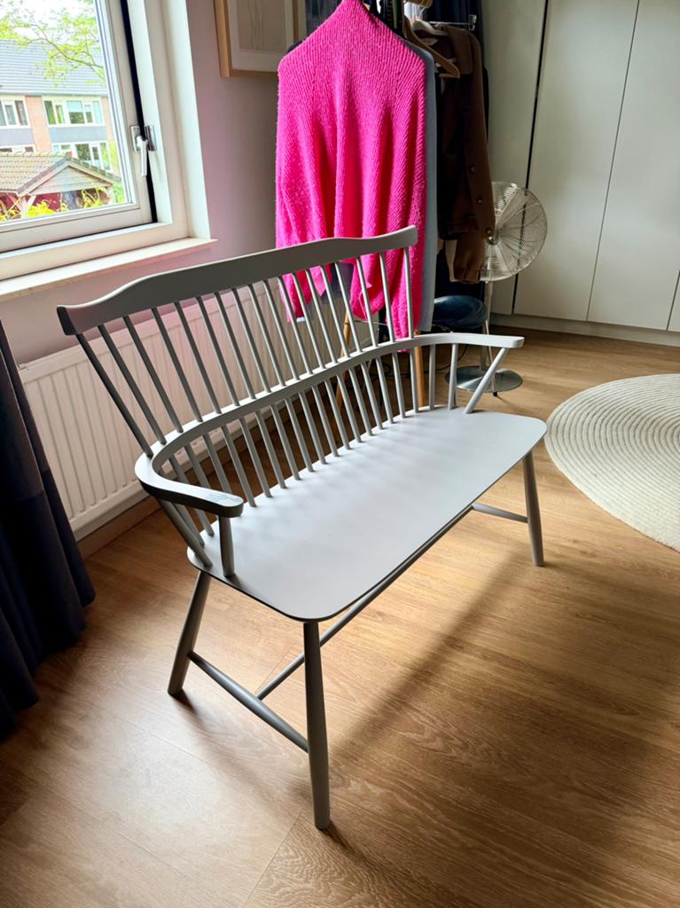 Houten fdb mobler bankje j52b, Ophalen of Verzenden, Grijs, Eén