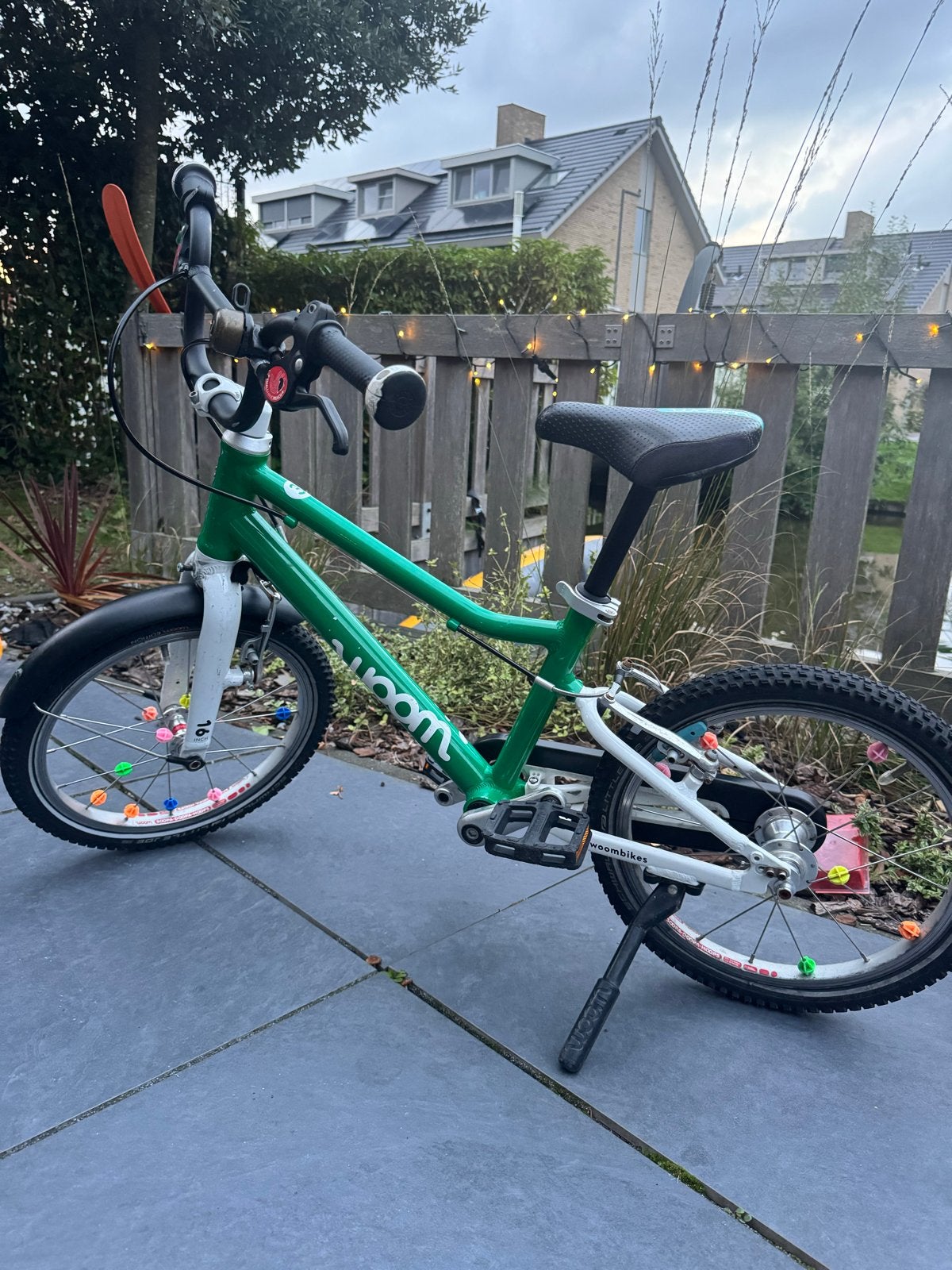 Woom 3 kinderfiets - Groen - 16 inch, Ophalen, Gebruikt, Terugtraprem, 16 tot 20 inch