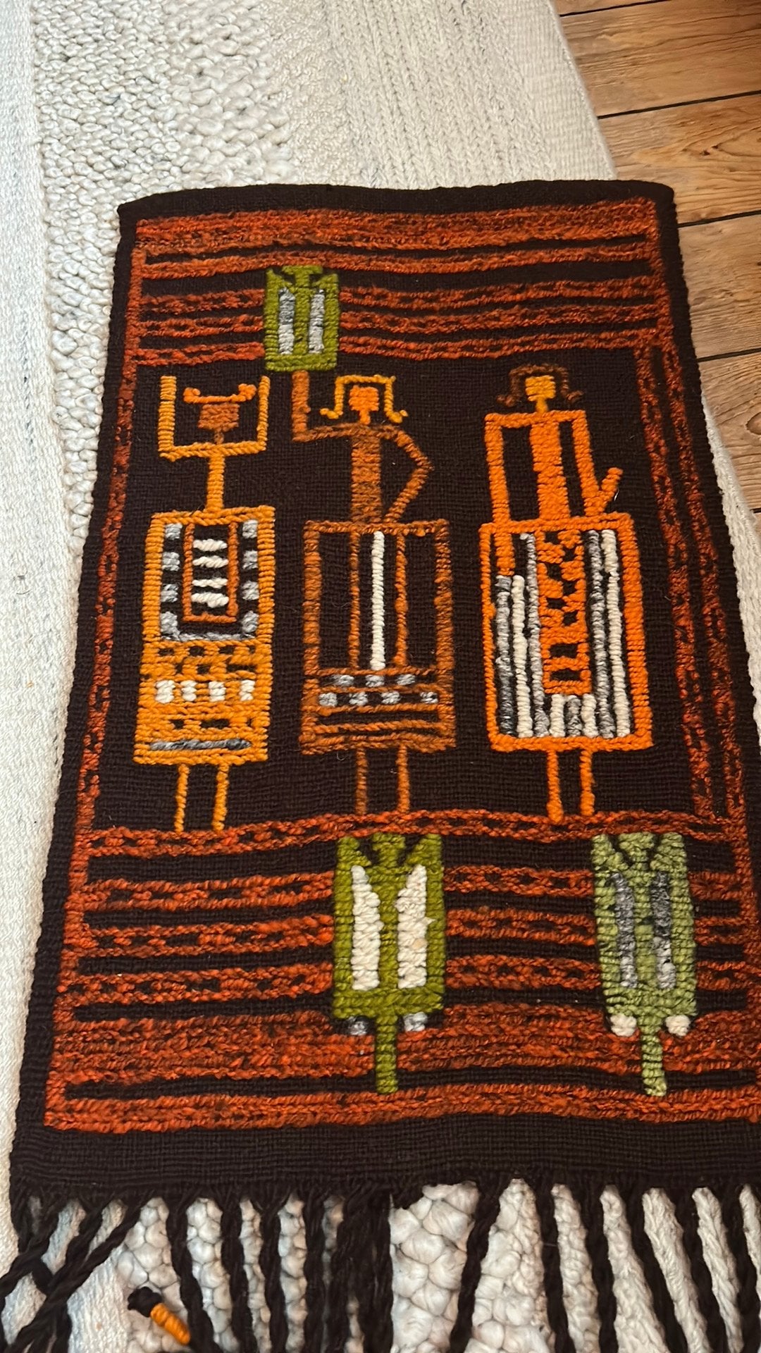 Vintage wollen geweven (sumak) wandkleed uit Polen, Ophalen of Verzenden