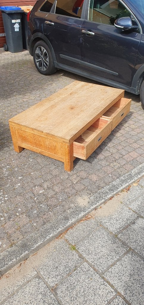 Mooie, praktische salontafel, Ophalen, Gebruikt, 100 tot 150 cm, Teakhout