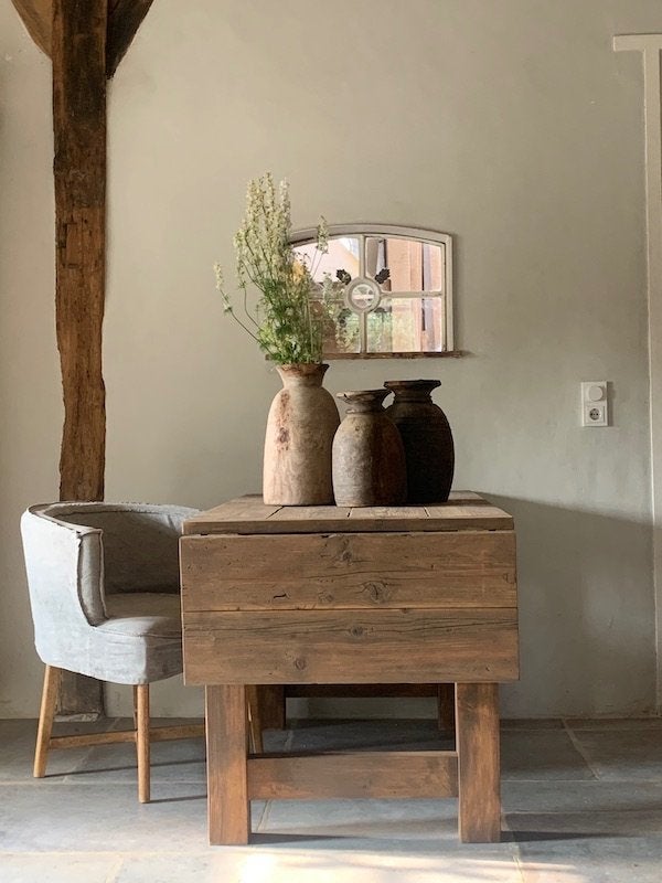Landelijke EETTAFEL~ klep,boerentafel,oud,hout~Huisje Sfeer, Ophalen of Verzenden, Nieuw, Landelijk, 6 tot 8 stoelen