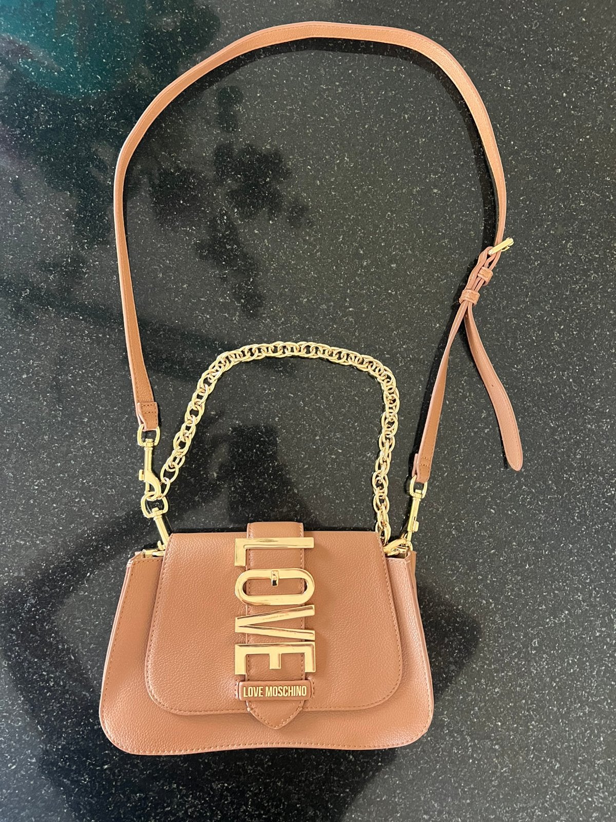 Love Moschino tas cognac, Verzenden, Zo goed als nieuw, Bruin, Handtas