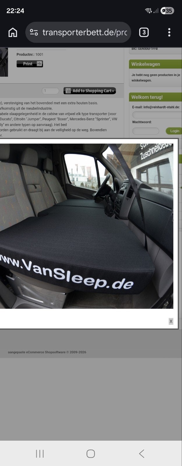 Comfortabel Transporter Bed voor VW Transporter, Ophalen of Verzenden, Zo goed als nieuw