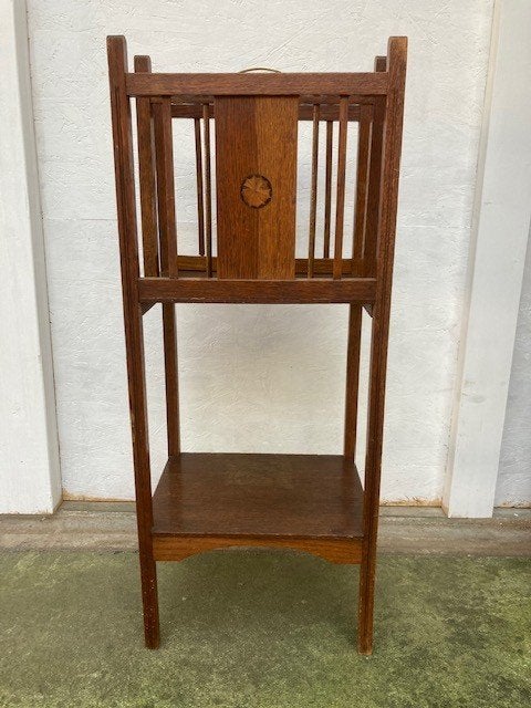 elegante eiken art deco lectuurstandaard met inlegwerk, Ophalen