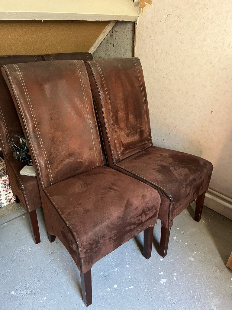 gratis eetkamerstoelen 4 st. gratis, Ophalen, Overige materialen, Gebruikt, Bruin