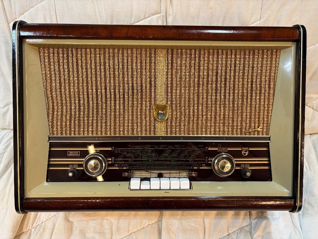 Antieke Philips radio, uitgebreid met Bluetooth., Ophalen of Verzenden