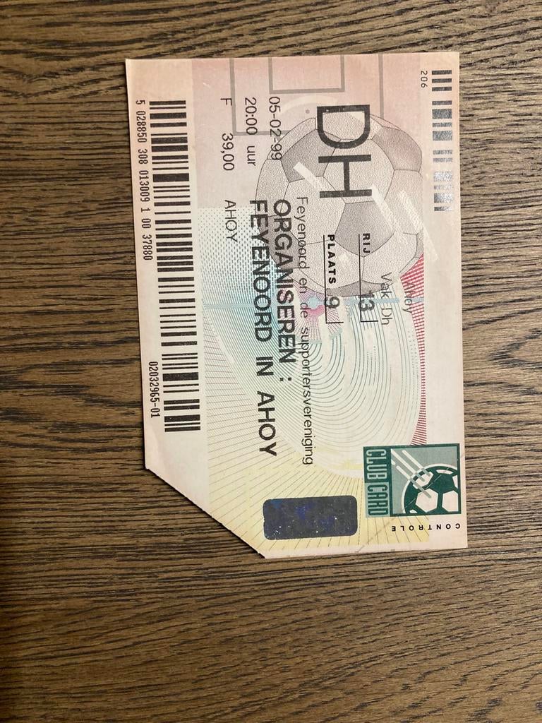 TICKET FEYENOORD IN AHOY 1999, Verzamelen, Ophalen of Verzenden, Zo goed als nieuw, Feyenoord, Overige typen