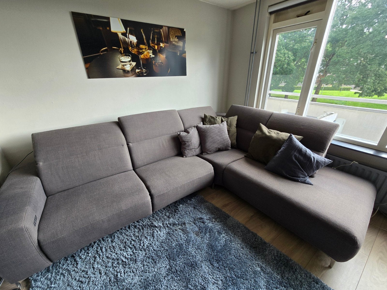 Montel hoekbank met relaxfunctie - Zeer goede staat, Ophalen, 100 tot 125 cm, 300 cm of meer, Zo goed als nieuw