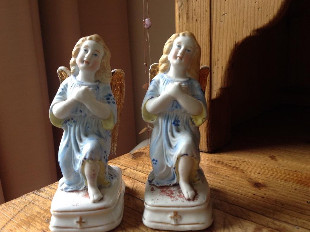 Antiek engelen van bisquit porselein, Antiek en Kunst, Ophalen of Verzenden