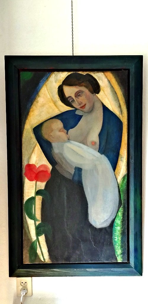 ===Han Bayens 1876-1945===moeder met baby===, Antiek en Kunst, Kunst | Schilderijen | Klassiek, Ophalen