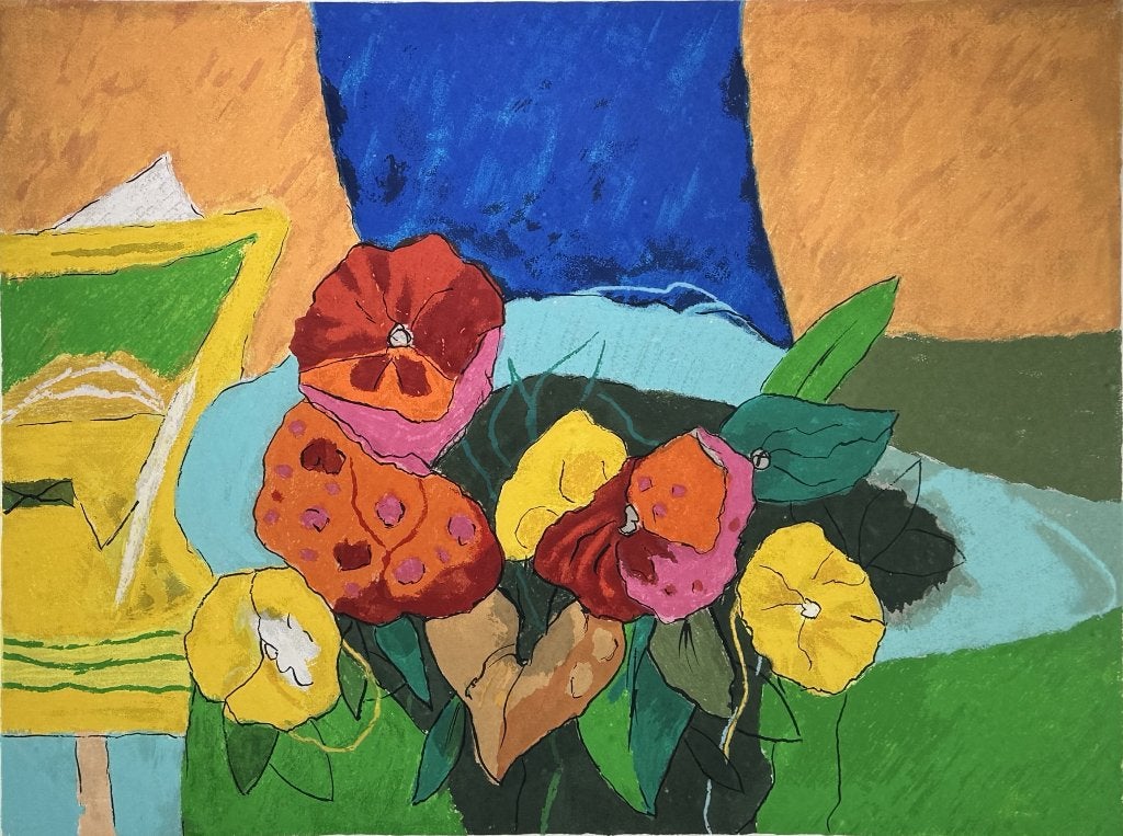1292. Zeefdruk, Henk van Vessem – bloemstilleven, Flowers II, Ophalen