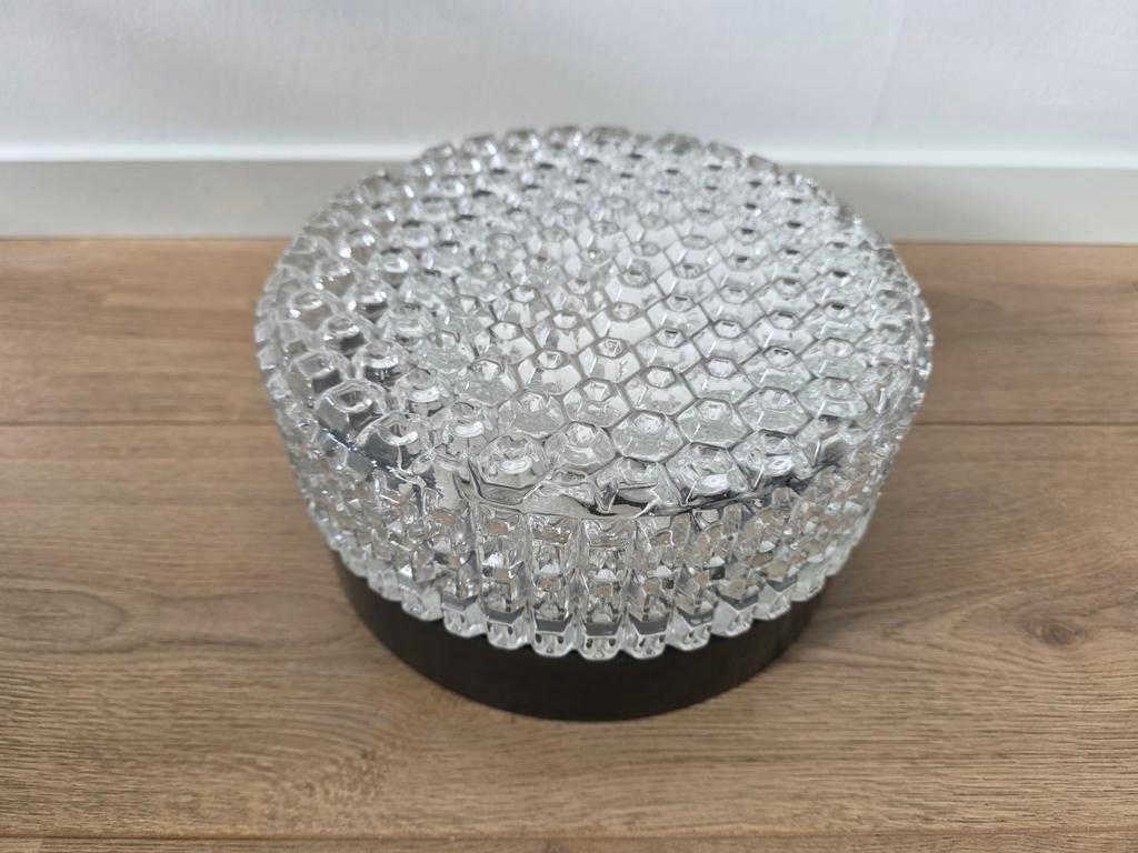 Vintage plafondlamp lamp plafonnaire plaffonnière, Ophalen of Verzenden, Zo goed als nieuw, Glas, Seventees