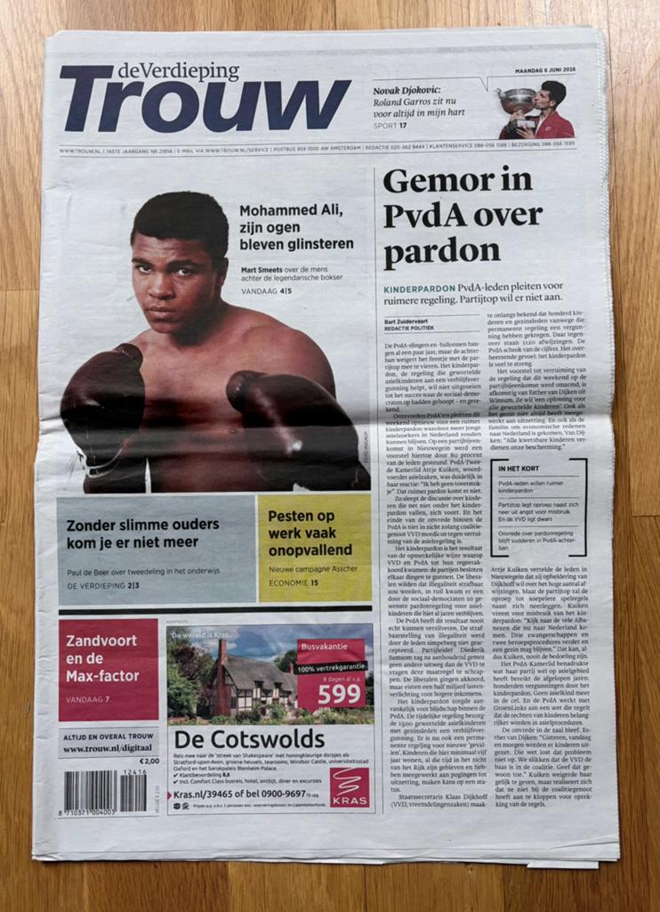 Trouw 6-6-2016 Overlijden MOHAMMED ALI, Verzenden, Gebruikt, Boek, Tijdschrift of Artikel