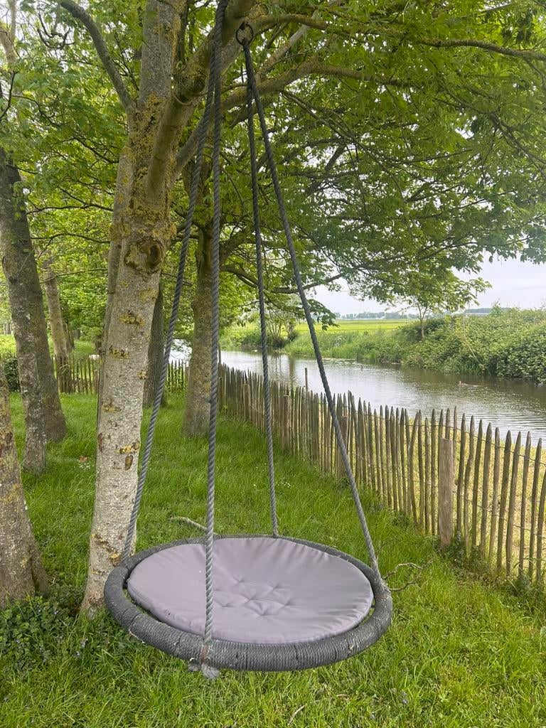 Hangstoel schommel net rond kussen zwart nestschommel, Ophalen, Zo goed als nieuw, Schommel