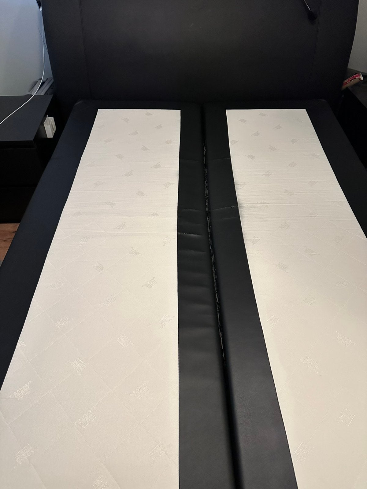 Sky leer zwart bed 140x200 GRATIS, Ophalen, Zwart, Tweepersoons, 140 cm