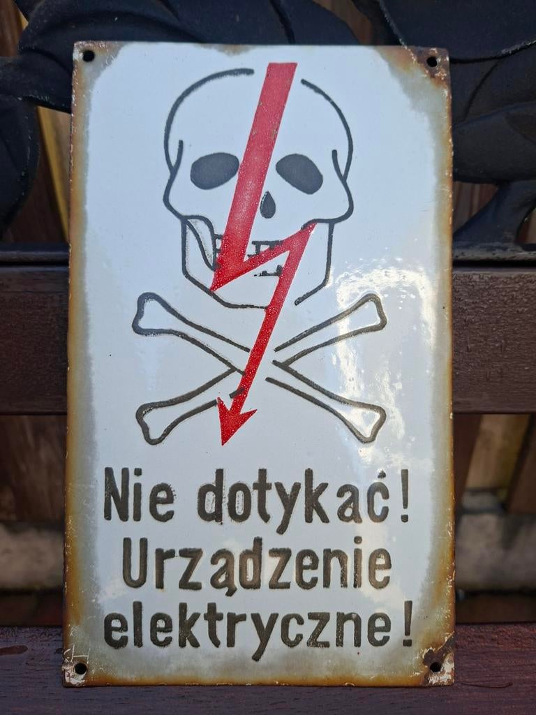 Emaille bord Raak het elektrische apparaat niet aan!! Pools, Ophalen of Verzenden