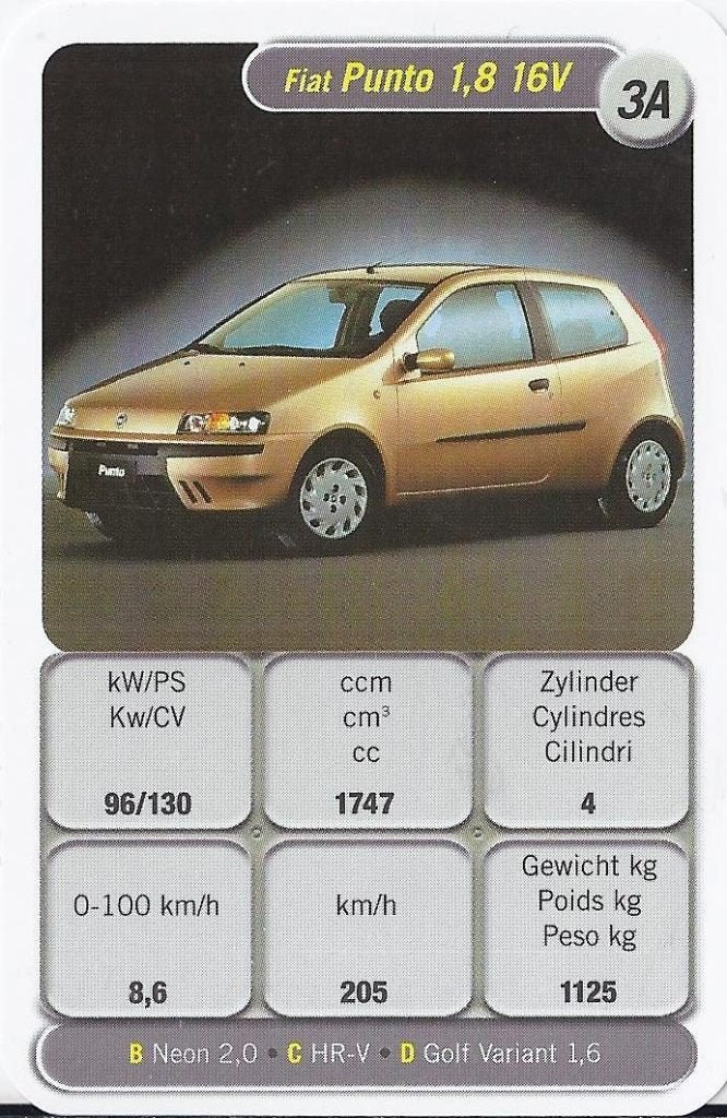 C306 autokaartje 3a fiat punto 1,8 16v, Ophalen of Verzenden, Zo goed als nieuw, Auto's