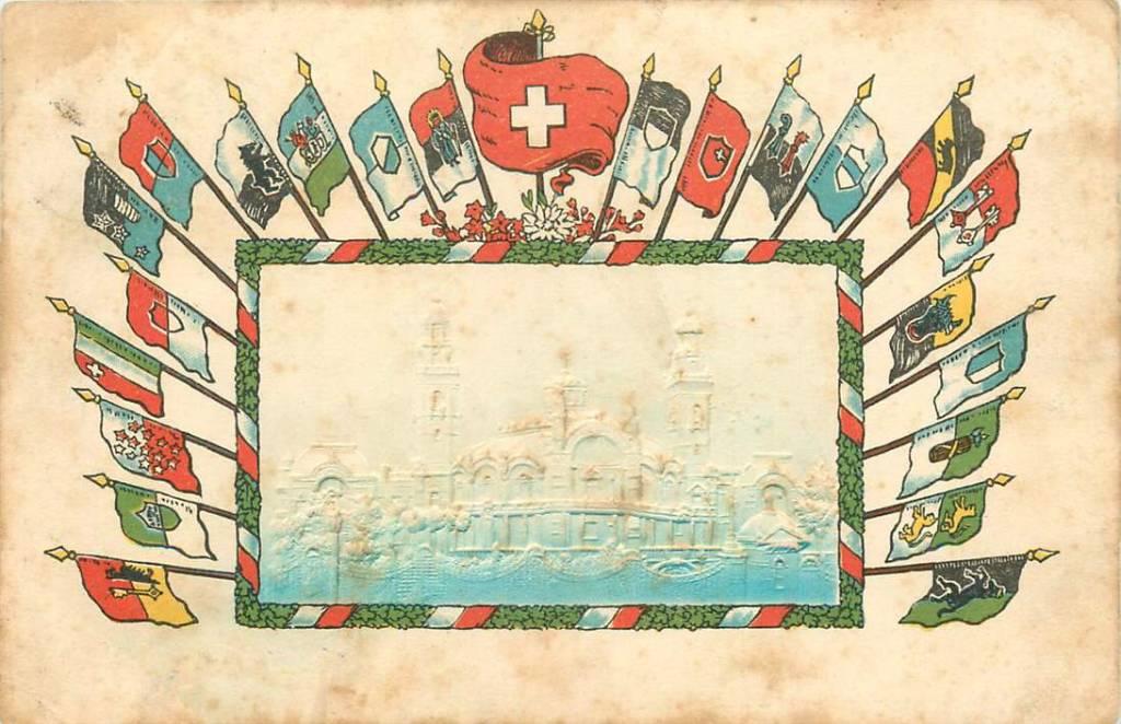 381-197-027 Schweiz Vlaggen, Verzenden, Voor 1920, Overig Europa