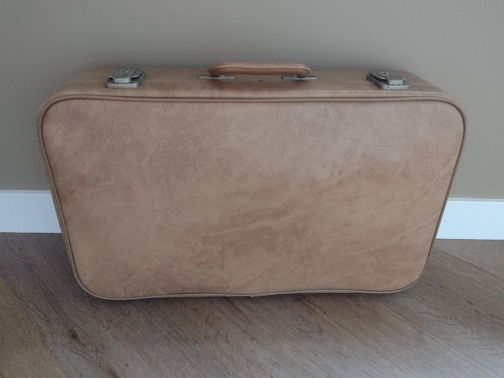 Oude koffer 55x 34x14 (decoratie, Ophalen, Leer, Bruin, Gebruikt
