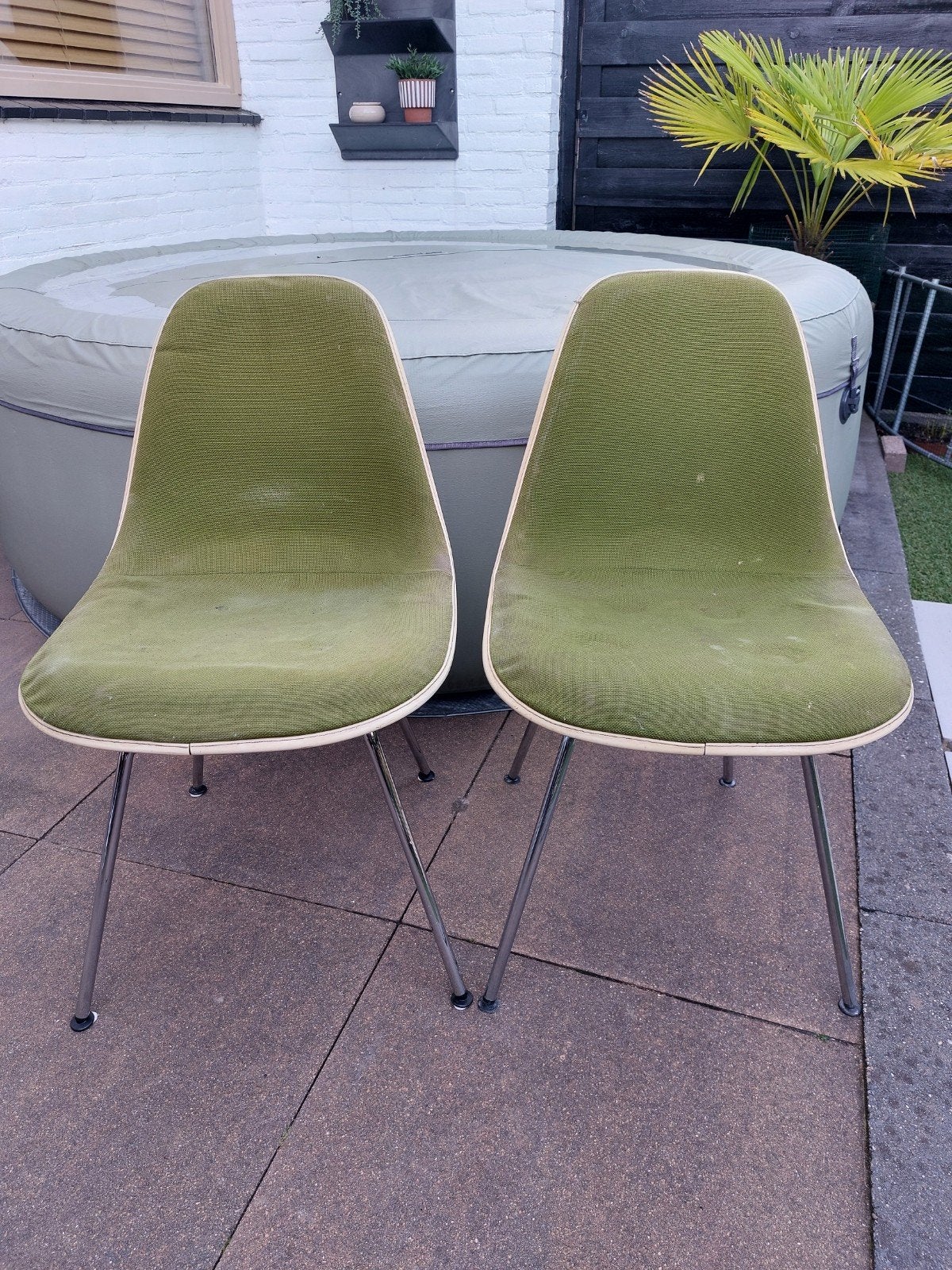 Opknappers, Eames, Herman Miller, DSX, Fiberglass, Hopsack,, Huis en Inrichting, Stoelen, Ophalen, Gebruikt, Overige kleuren, Twee