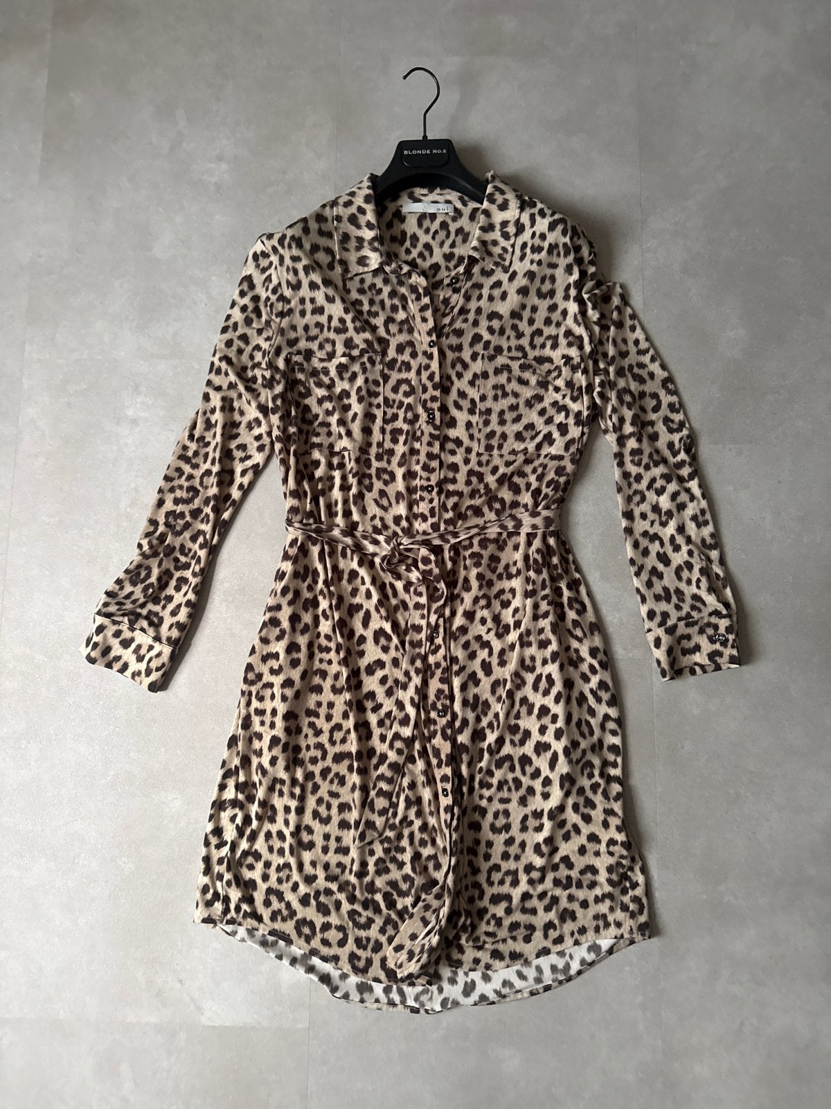 OUI Luipaardprint Blousejurk - Maat 42, Beige, Maat 42/44 (L), Ophalen of Verzenden, Zo goed als nieuw