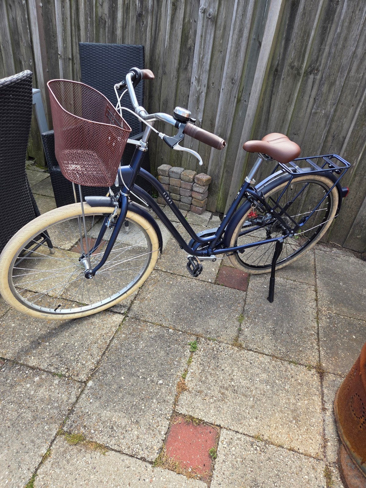 Elops stadsfiets met mand en AXA slot, Velgrem, Ophalen, Overige merken, 53 tot 56 cm