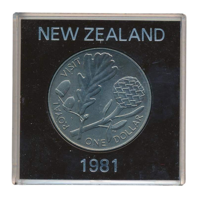 Nieuw-Zeeland 1 Dollar 1981 Royal Visit in capsule, Ophalen of Verzenden, Losse munt