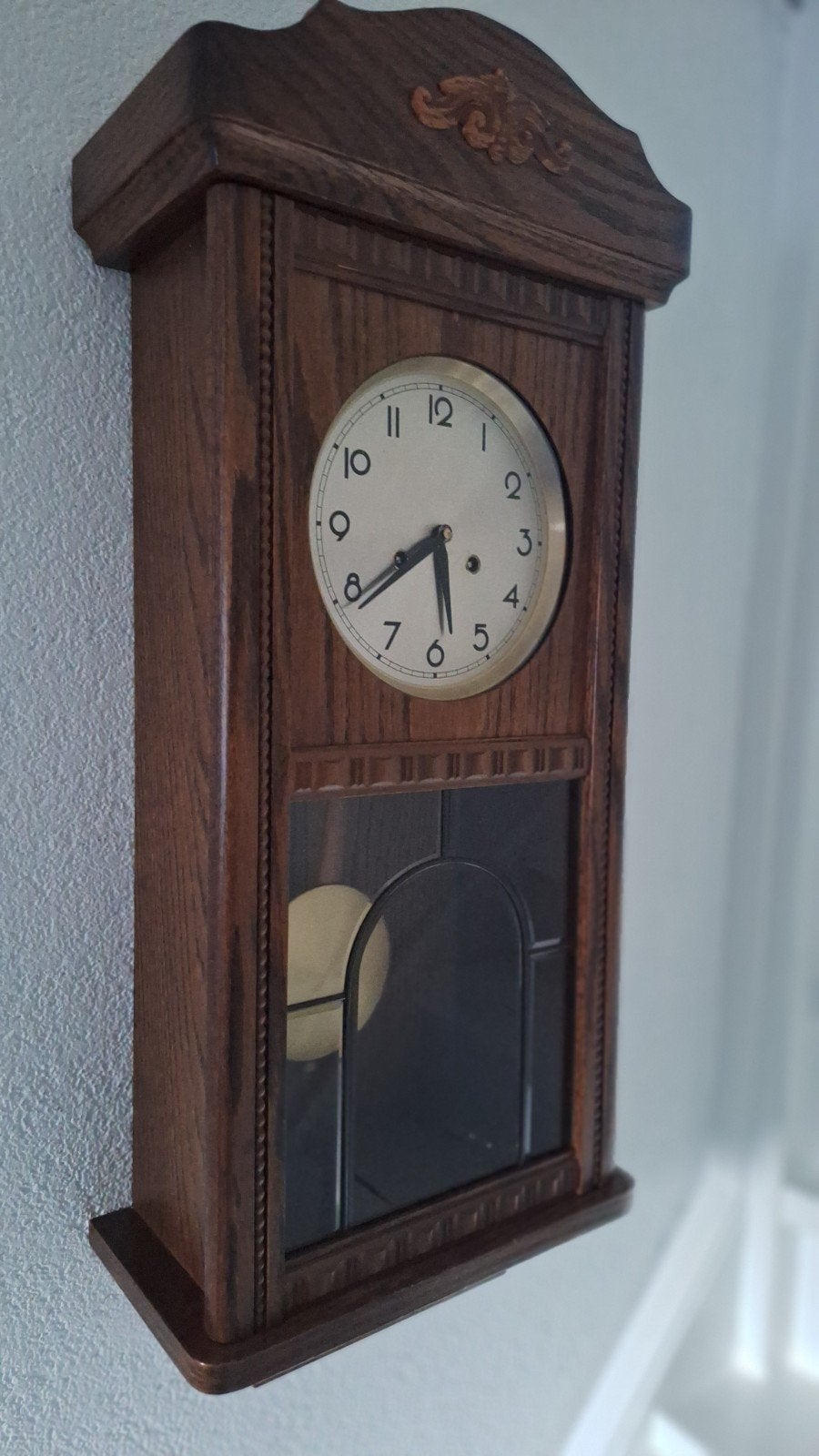 Antieke Eiken Wandklok met Slinger - Klassiek Design, Ophalen
