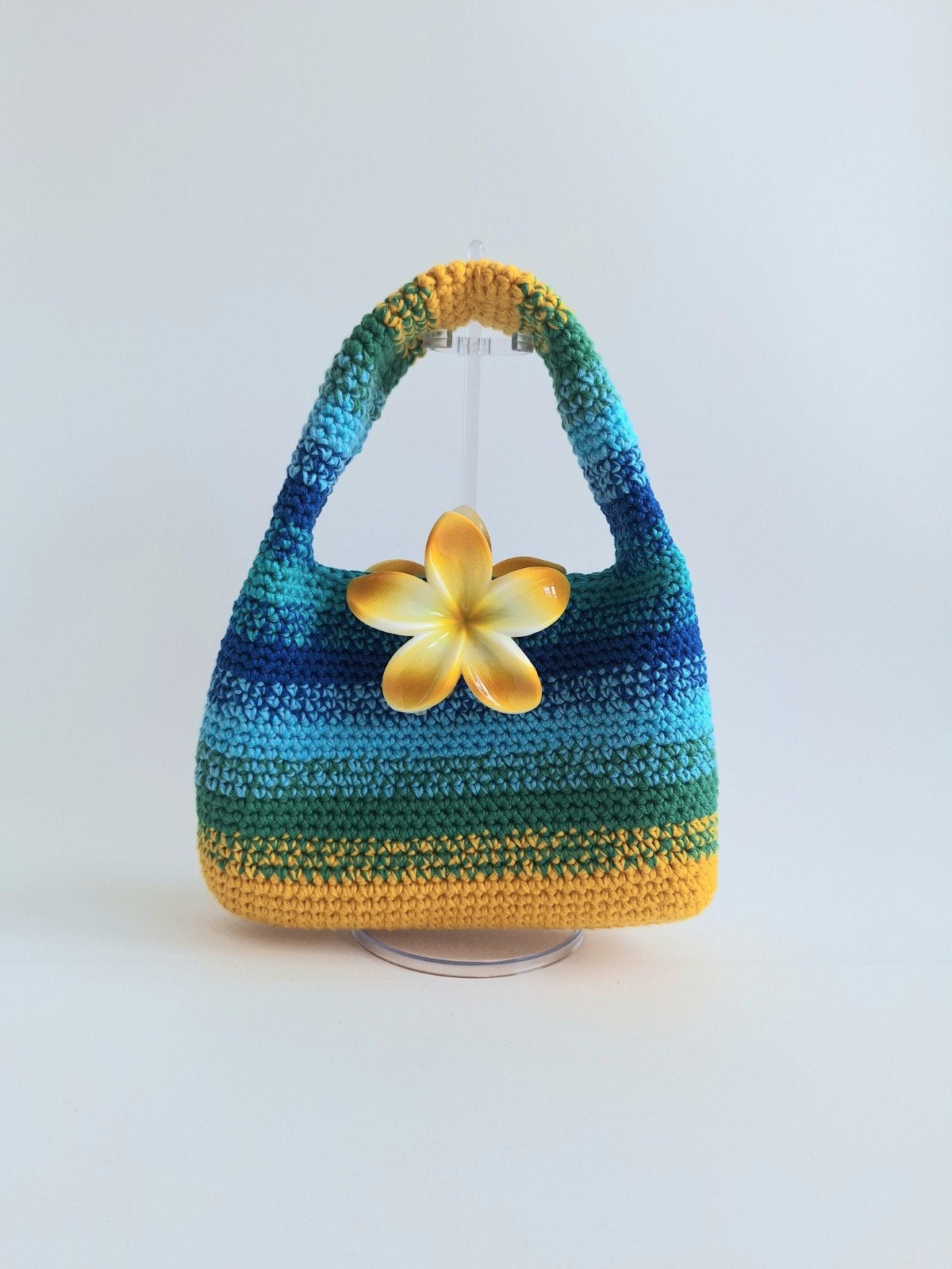 Gehaakte tas tropical lagoon, Sieraden, Tassen en Uiterlijk, Tassen | Damestassen, Ophalen of Verzenden, Nieuw, Groen, Handtas