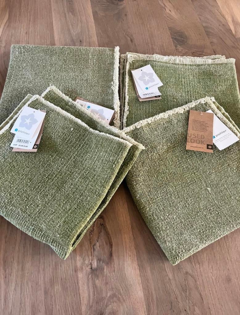 4 nieuwe Pichler kussenhoesjes groen used look, Ophalen of Verzenden, Nieuw, Groen, Vierkant