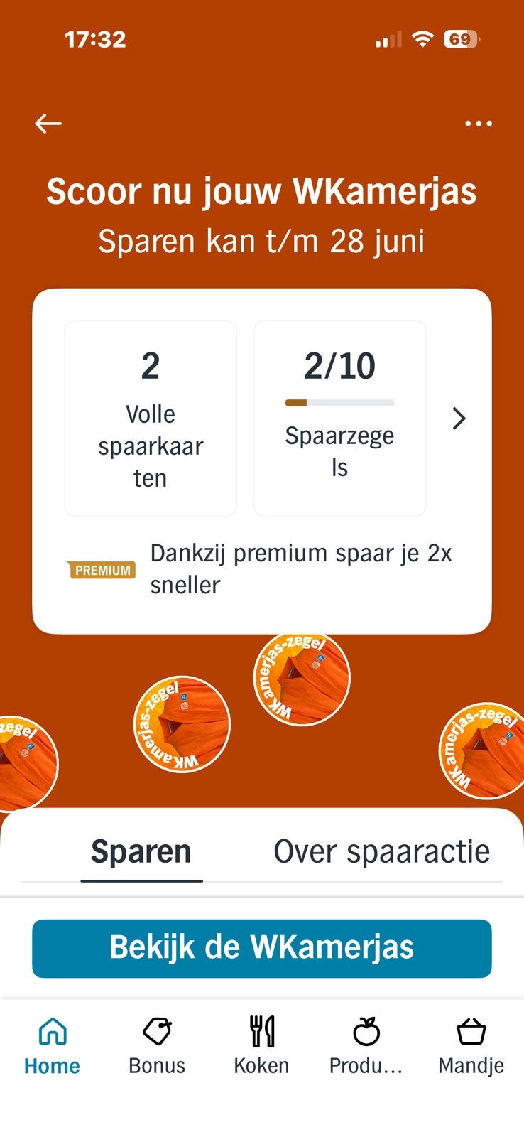 2 spaarkaarten AH oranje kamerjas, Albert Heijn, Ophalen