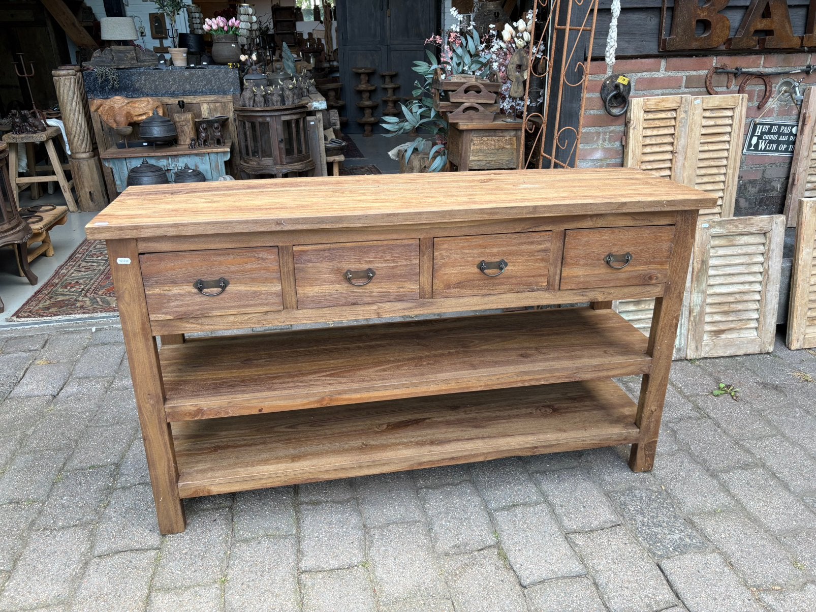 Gave sidetable met 4 laden! Nieuw!, Huis en Inrichting, Tafels | Sidetables, Ophalen, 100 tot 150 cm, Teakhout, Nieuw
