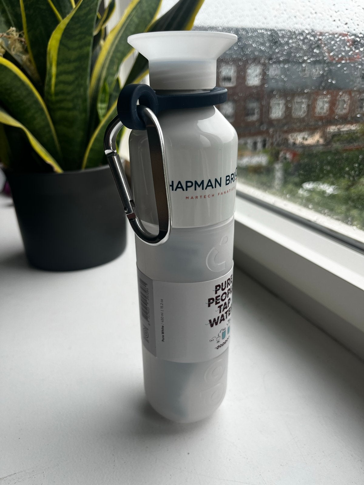 Dopper waterfles wit met karabijnhaak, Ophalen, Nieuw, Wit, Kunststof