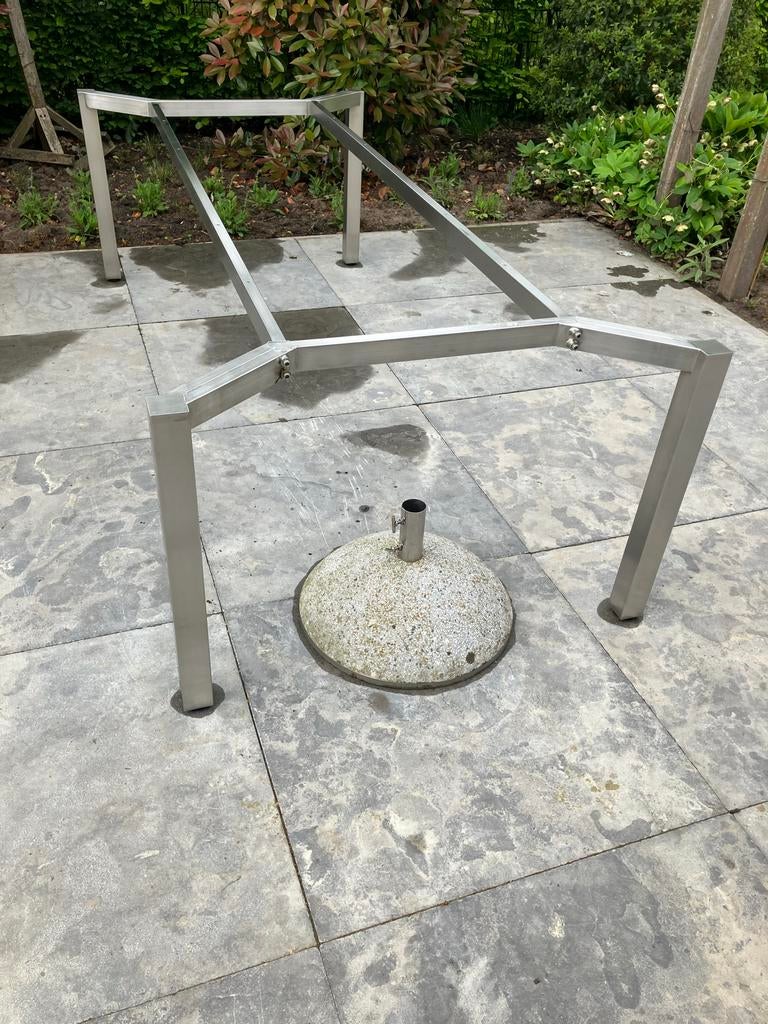 RVS onderstel 4 Seasons Outdoor voor tuintafel 110x240cm, Ophalen, Gebruikt, Rechthoekig, Rvs