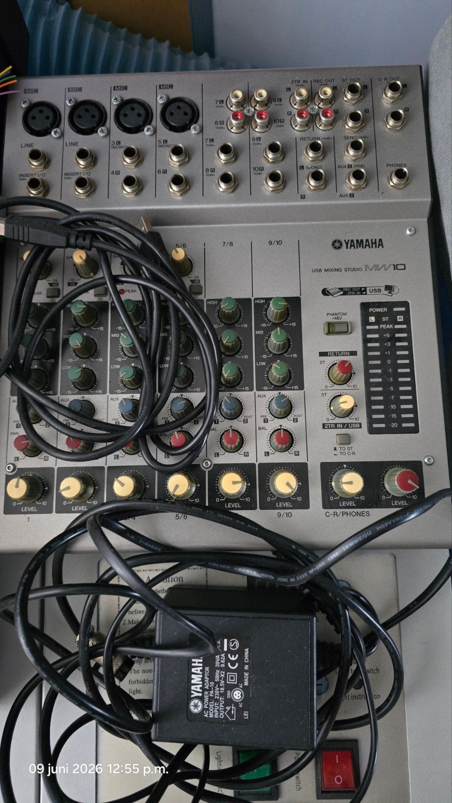 Yamaha USB Mixing Studio MW10 - Compacte Mixer, Ophalen of Verzenden, Gebruikt, 5 tot 10 kanalen, Microfooningang