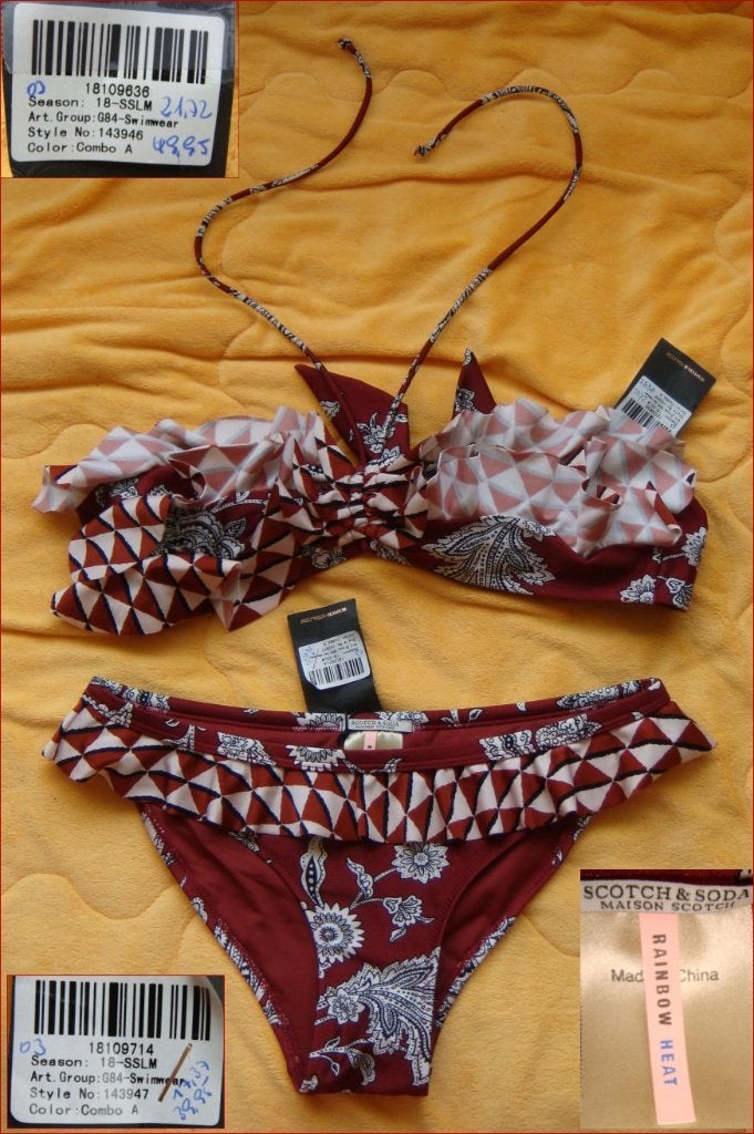 Nieuwe bruin-rood-witte bkikini van SCOTCH EN SODA maat S, Meerkleurig, Nieuw, Ophalen of Verzenden, Bikini