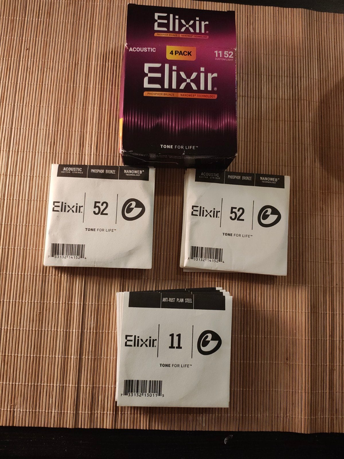 3 sets Elixir akoestische gitaarsnaren Phosphor Bronze 11/52, Ophalen of Verzenden, Nieuw, Western- of Steelstringgitaar