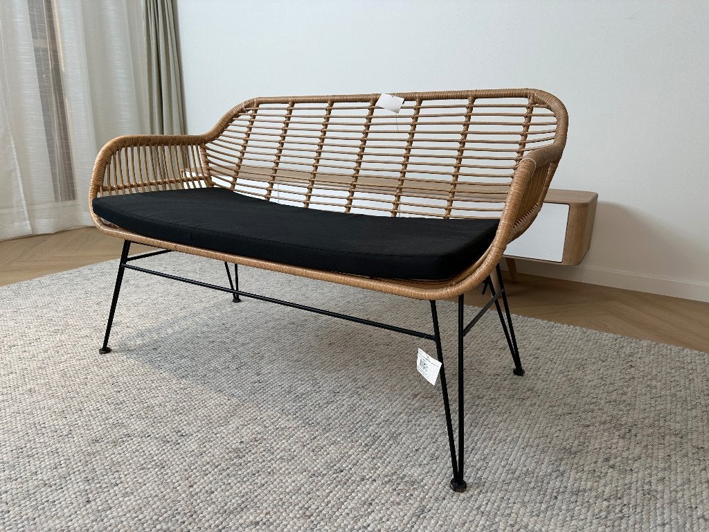 Nieuwe rotan tuinbank met kussens, 126 cm, Tuin en Terras, Ophalen, Nieuw, Rotan