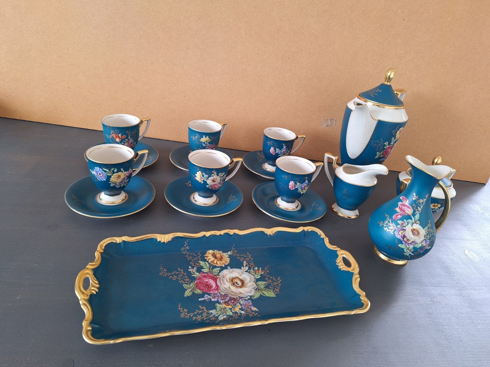 Bavaria Koffieservies 22 Karaat Goud Handarbeit, Antiek en Kunst, Ophalen of Verzenden