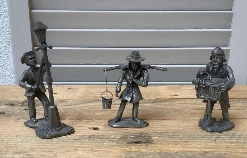 3 fraaie tinnen beeldjes van beroepen en méér tin, Ophalen of Verzenden