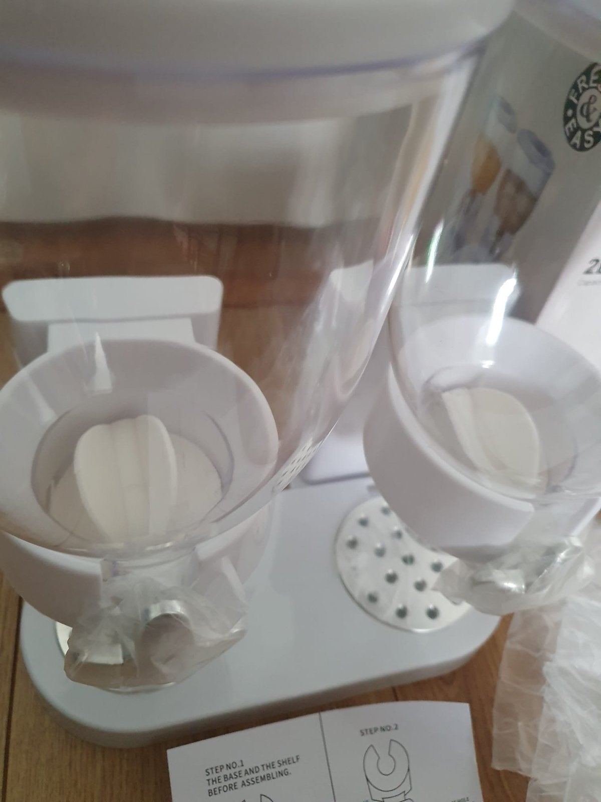 Nieuwe Dubbele Graandispenser - 2x2L - Wit, Huis en Inrichting, Nieuw, Kunststof, Ophalen of Verzenden, Modern