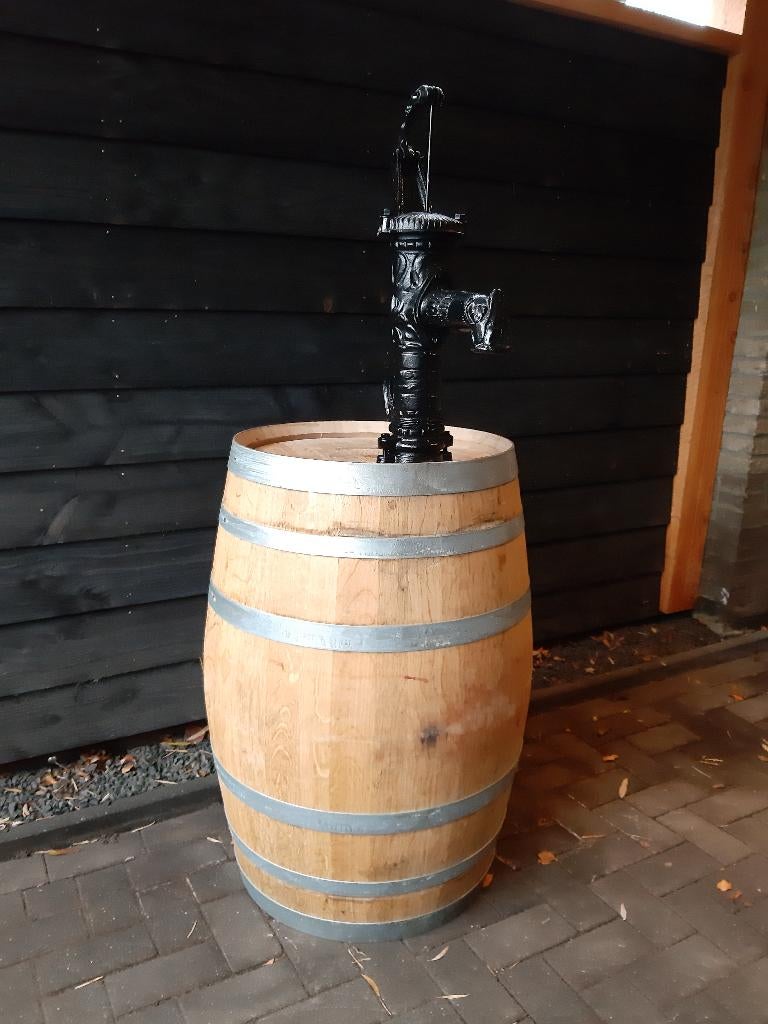 Regenton Eikenhouten Wijnvat met Zwarte of Groene Pomp, Tuin en Terras, Regentonnen, Ophalen, 150 liter of meer, Nieuw, Met pomp