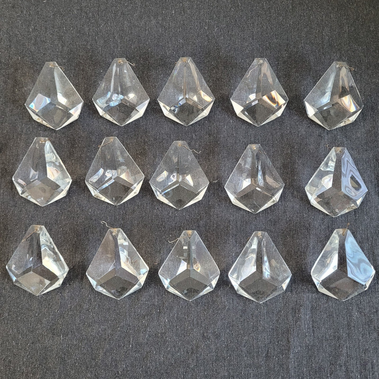 15 XXXL pegels diamant vlieger ruit onderdelen kroonluchter, Ophalen of Verzenden, Gebruikt, Glas