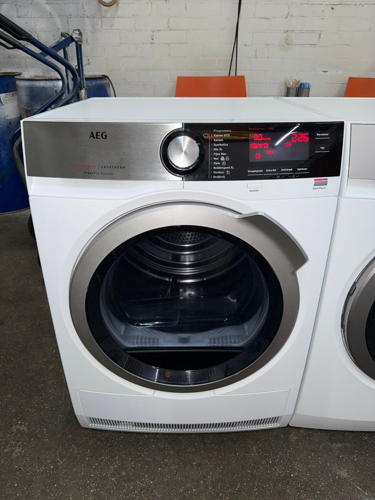 AEG wasmachine 9 kg IDOS + Wifi / warmtepompdroger 9 kg A+++, 8 tot 10 kg, Ophalen, Zo goed als nieuw, 85 tot 90 cm
