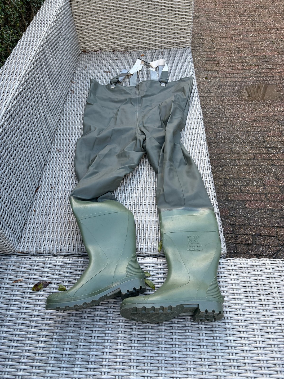 Groene waadbroek met laarzen - Maat 43, Watersport en Boten, Ophalen of Verzenden, Gebruikt, Kleding
