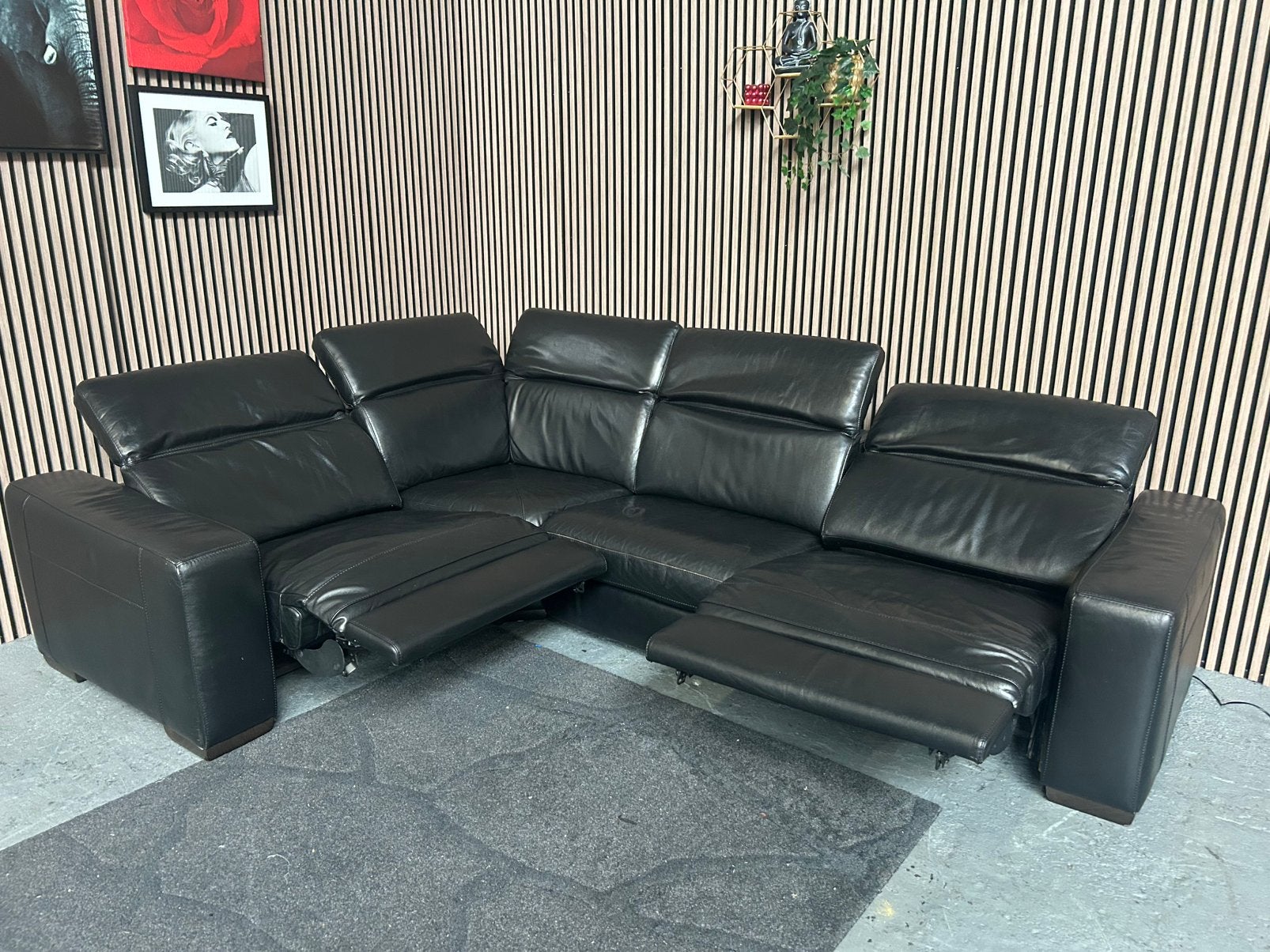 GRATIS LEVERING Hoekbank Leer Zwart 300X215 GEREINIGD, 250 tot 300 cm, Hoekbank, Leer, Ophalen of Verzenden